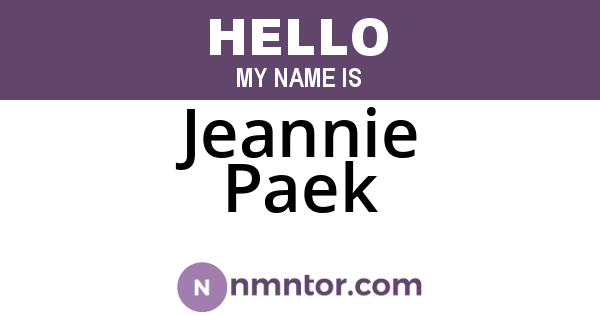 Jeannie Paek
