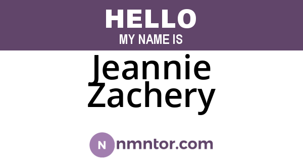 Jeannie Zachery