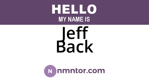 Jeff Back