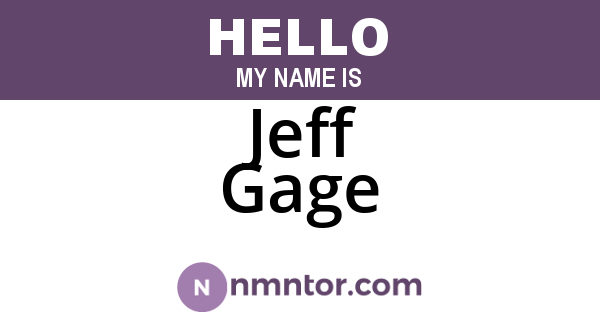 Jeff Gage