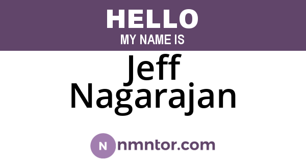 Jeff Nagarajan
