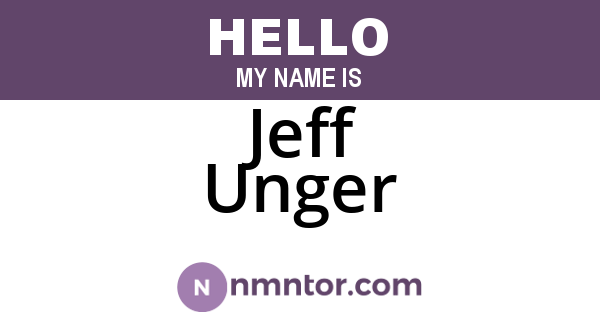 Jeff Unger