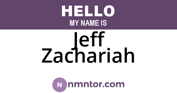 Jeff Zachariah