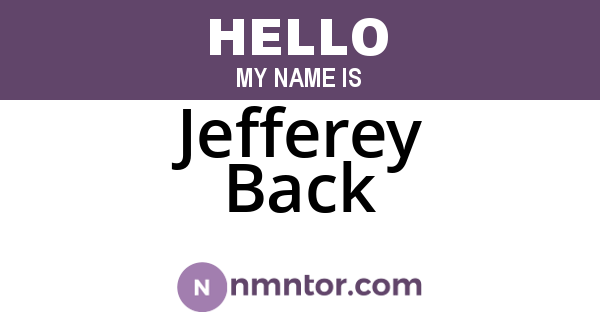 Jefferey Back
