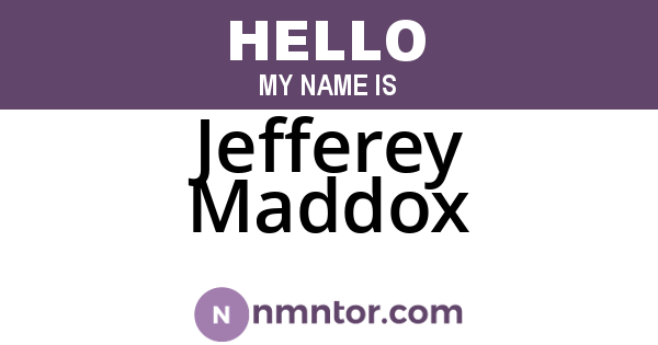 Jefferey Maddox