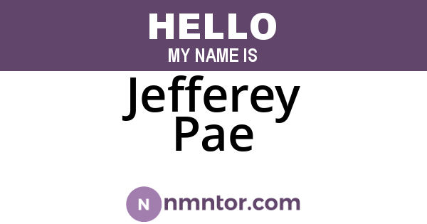 Jefferey Pae