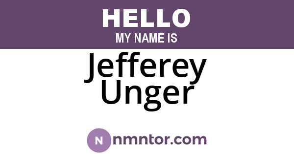 Jefferey Unger