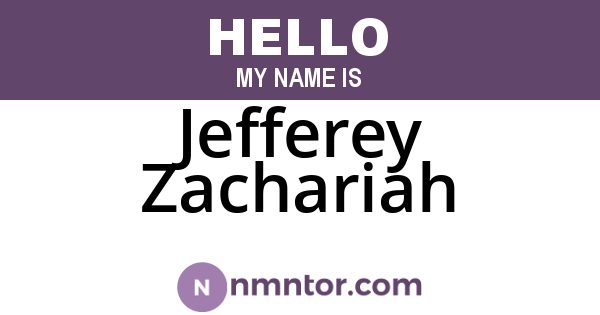 Jefferey Zachariah