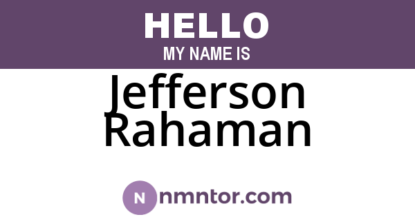 Jefferson Rahaman