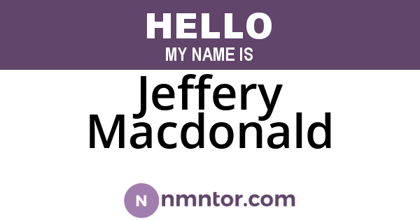 Jeffery Macdonald
