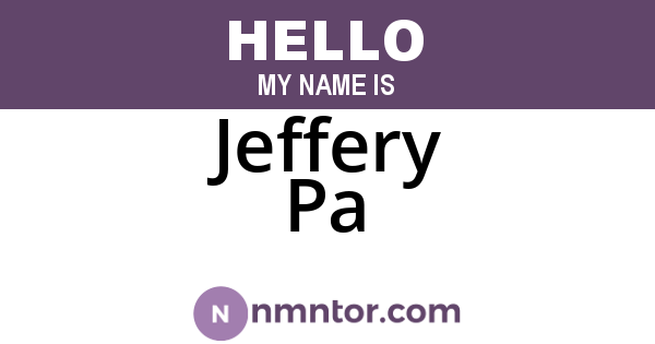 Jeffery Pa