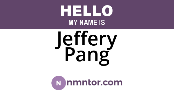 Jeffery Pang