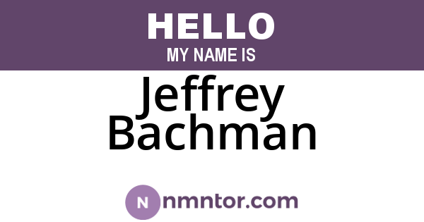 Jeffrey Bachman