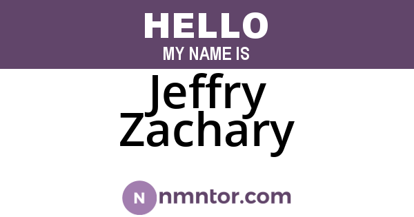 Jeffry Zachary