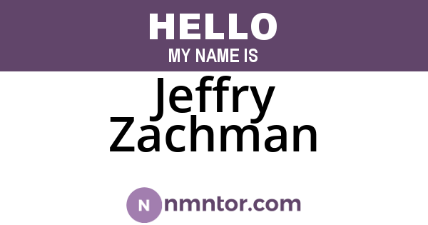 Jeffry Zachman