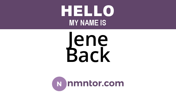 Jene Back