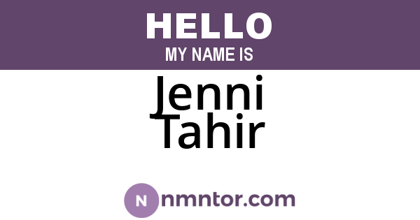 Jenni Tahir