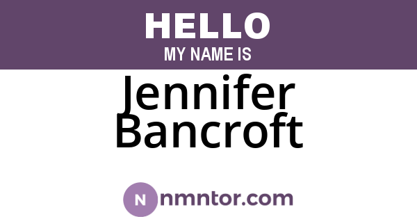 Jennifer Bancroft