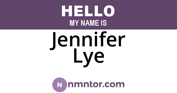 Jennifer Lye