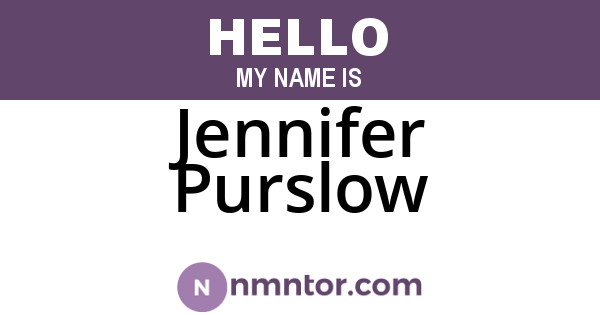 Jennifer Purslow