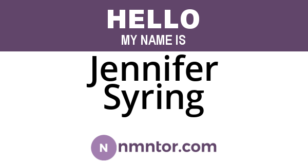 Jennifer Syring