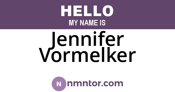 Jennifer Vormelker