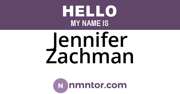 Jennifer Zachman