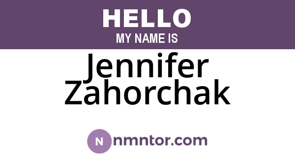 Jennifer Zahorchak