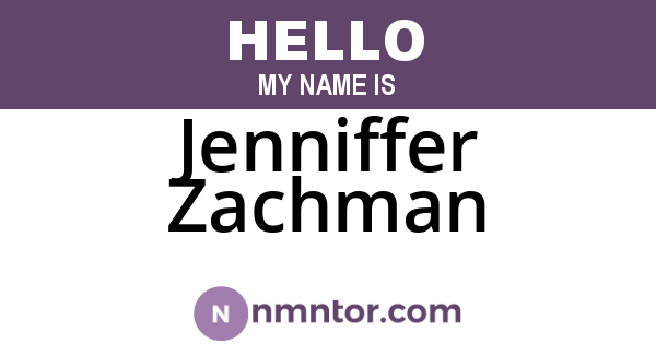 Jenniffer Zachman