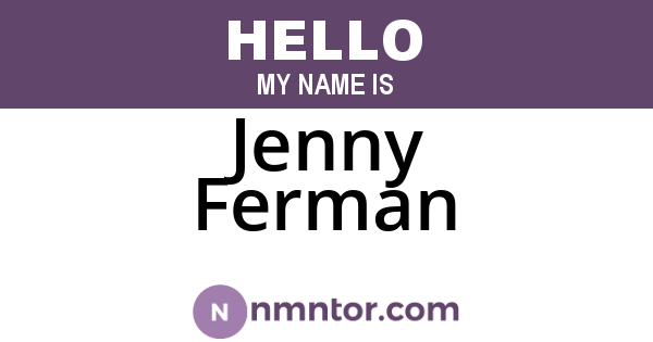 Jenny Ferman