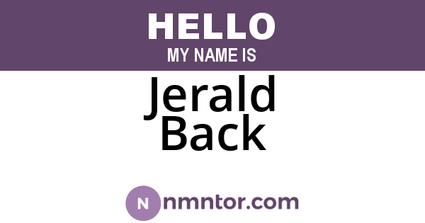 Jerald Back
