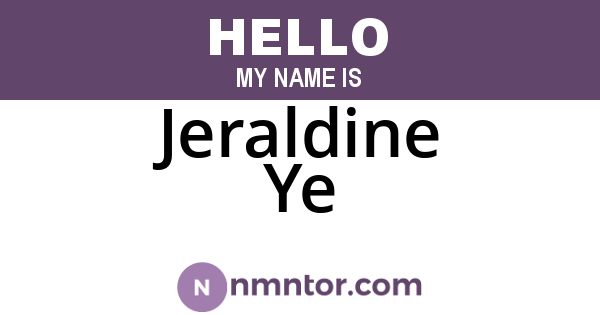 Jeraldine Ye