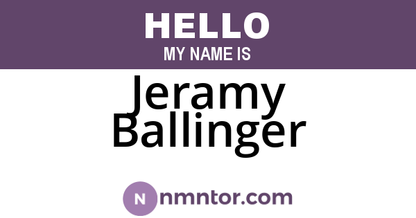 Jeramy Ballinger