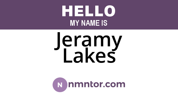 Jeramy Lakes