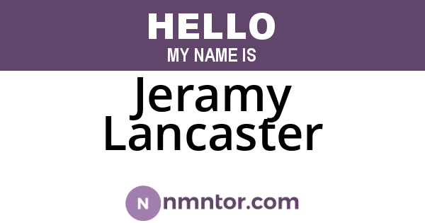 Jeramy Lancaster