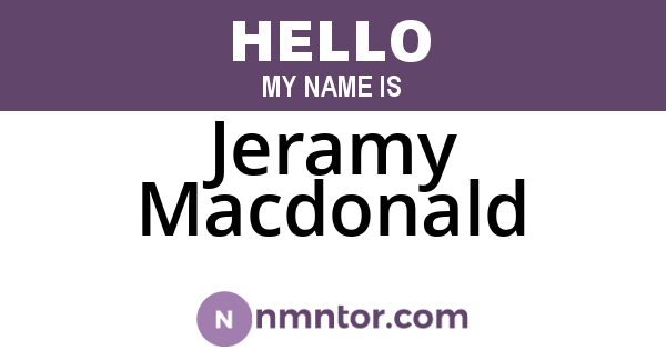 Jeramy Macdonald