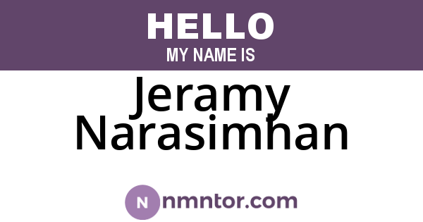 Jeramy Narasimhan