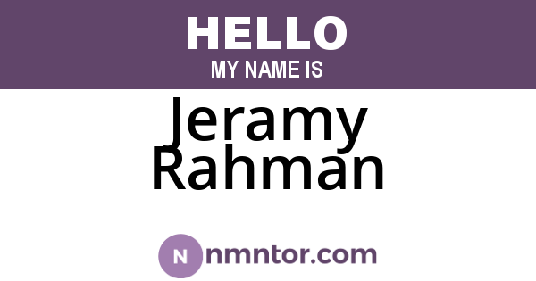 Jeramy Rahman