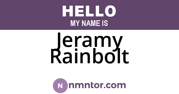 Jeramy Rainbolt