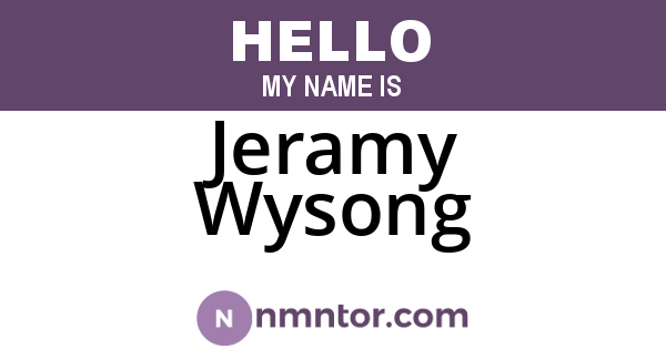 Jeramy Wysong