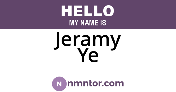 Jeramy Ye