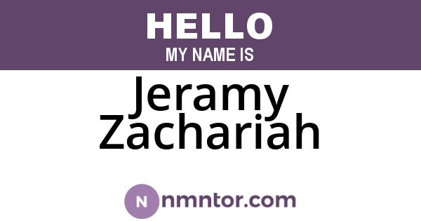 Jeramy Zachariah