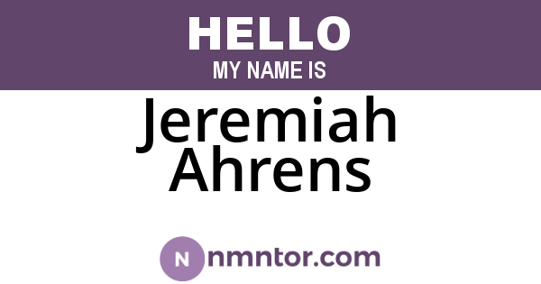 Jeremiah Ahrens