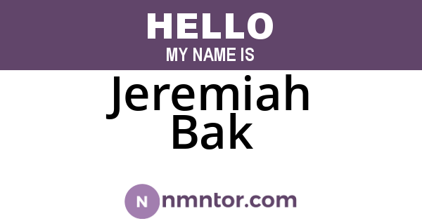 Jeremiah Bak