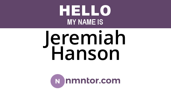 Jeremiah Hanson