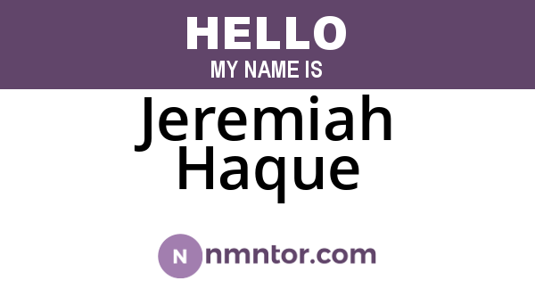Jeremiah Haque