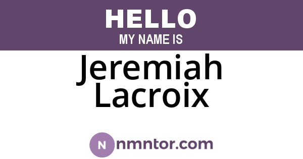 Jeremiah Lacroix