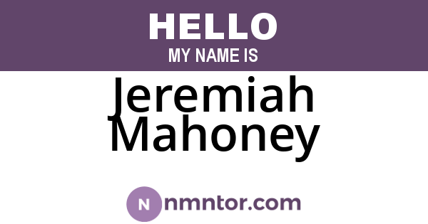 Jeremiah Mahoney
