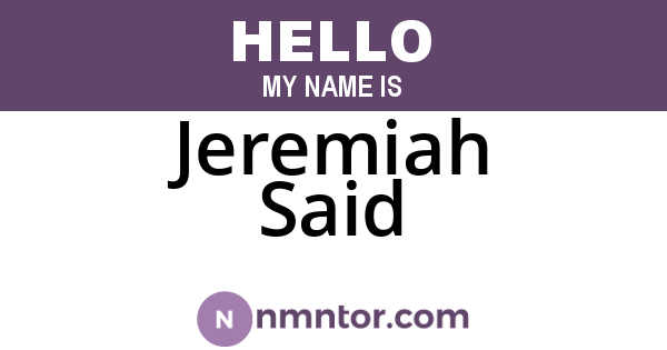 Jeremiah Said