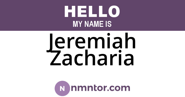 Jeremiah Zacharia